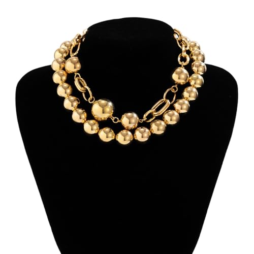Chunky Ball Necklace for Women Ball Choker Necklace Large Exaggerated Chunky Chain Jewelry3