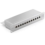 deleyCON – deleyCON CAT 6 Patchpanel Verteilerfeld 12 Port RJ45 - Grau