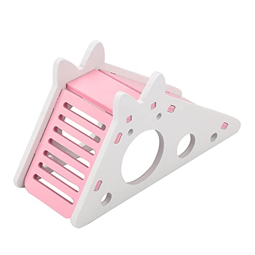 Fockety Sicheres Hamsterhaus aus Holz mit Klettertreppe, Hamsterspielzeug mit Glatter Oberfläche, Lustiges Holzspielzeug Zum Trainieren und Spielen von Haustieren, Ideal für Besitzer (PINK)