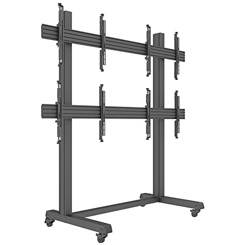 2X2 Rolling Video Wall Mount Cart Display With Micro Adjustment Arms Vesa Universal Tv Television #TOP7