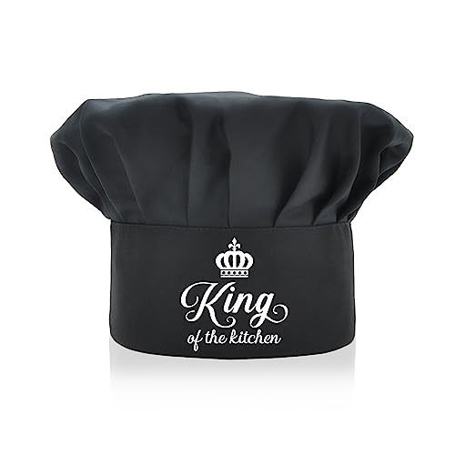 AGMdesign King of The Kitchen Funny Chef Hat, Funny Chef Wear, Adjustable Kitchen Cooking Hat for Men & Women Black, Mother's Day/Father's Day/Birthday Gift for Him, Her, Mom, Dad, Friend