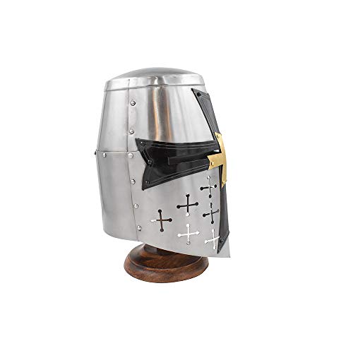Medieval Warrior Templar Crusader Knights Helmet Wearable for Adult Medieval Costumes