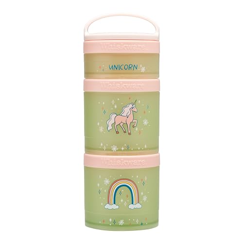 Image of Whiskware Stackable Snack Containers for Kids and Toddlers, 3 Stackable Snack Cups for School or Travel, Unicorn(Pack of 1)
