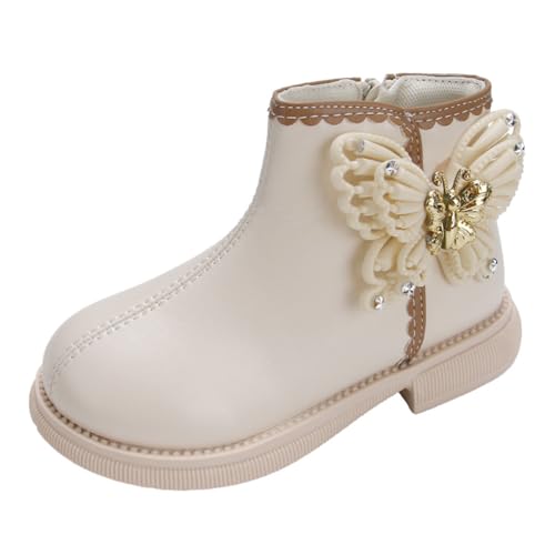 Girl's Ankle Boots Bowknot Side Zipper Princess Low Heel Leatherette Dress Booties Shoes for Toddler/Little Kid