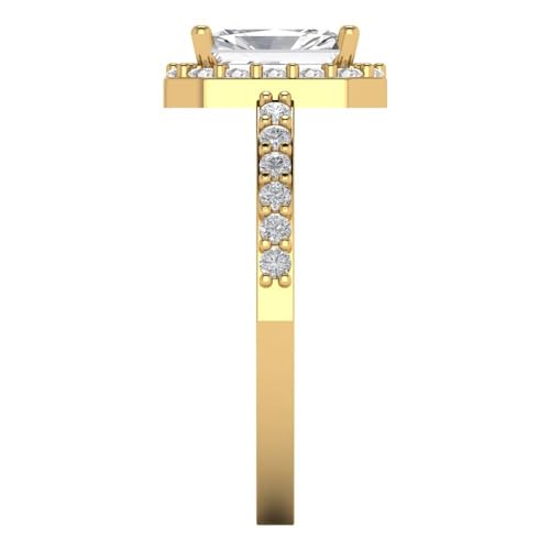 Clara Pucci 2.17 Brilliant Emerald Cut Solitaire W/Accent Halo Stunning Moissanite Bridal Wedding Statement Ring Solid 18K Yellow Gold3