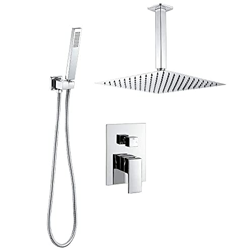 VALAZ Douche Encastrable | Mitigeur Douche 2 voies, Pulvérisateur Effet Pluie | Installation au Plafond Facile et Rapide | Inoxydable, Pulvérisateur 25 cm,...