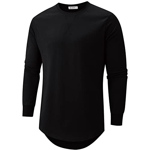 Image of KLIEGOU Men's 100% Cotton Longline T-Shirt, Pre-Shrunk Soft