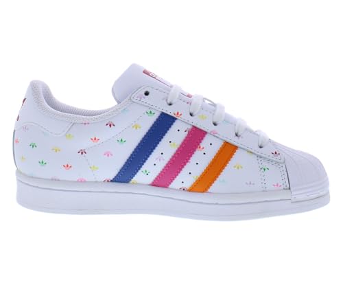 adidas Superstar GS Girls Shoes Size 5.5, Color: White/Multi Color/Cotton White3