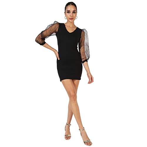 Image of PINACOLADA Women's Solid Dress for Casual Wear | Regular Sleeve | Quality Stretchable Fabric | Dress Crafted with Enhanced Stretch and Comfort Fit for Everyday Wear