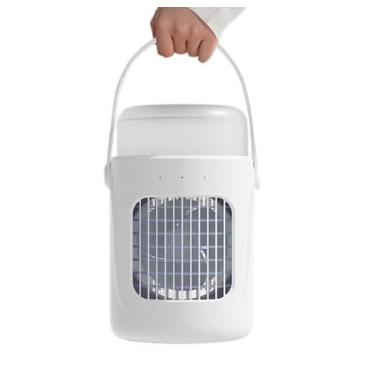 Enfriador de aire portátil, ventilador de aire frío con asa, ventilador de refrigeración de escritorio, recargable, con luz, 3 velocidades ajustables, para dormitorio, sala de estar, camping
