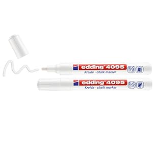 edding 4095 krijtmarker – wit – 2 krijtstiften – ronde punt 2-3 mm – krijtstift voor borden, uitwisbaar – voor het…
