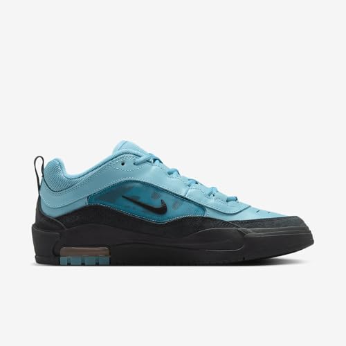Image of Nike Air Max Ishod Skate Shoes (HF7812-400, Denim Turquoise /Denim Turquoise /Black /Black) Size 5