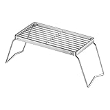 DeeRace 【直火OK！】クッカースタンド バーベキュー グリル スタンド 折りたたみ式キャンプファイヤーグリル 【2025新登場】 ステンレス鋼 キャンプグリル ミニテーブル がこれ一つで ファイヤースタンド アウトドア 焚き火台 バーベキュー用品 BBQ用 網 持ち運び コンパクト, S