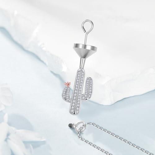 Urn Necklaces for Ashes 925 Sterling Silver Breast Cancer/Father Daughter/Cactus Pendant Necklace Cremation Memorial Keepsake Jewelry for Ashes of Loved Ones for Women4