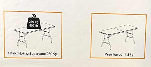 Mesa Maleta Preta Dobrável 1,80m