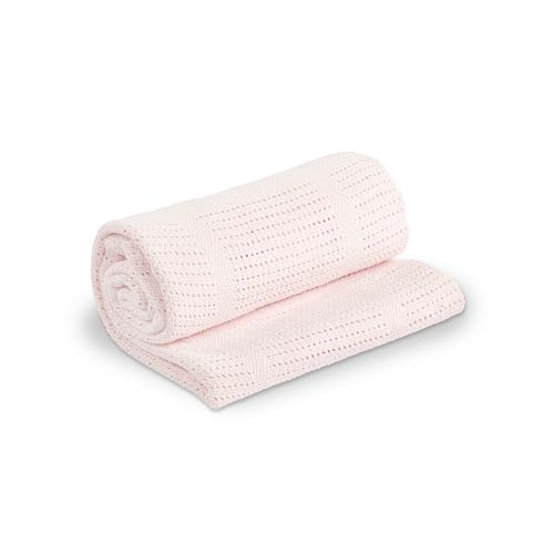 lulujo Baby Cellular Baby Blanket, Pink