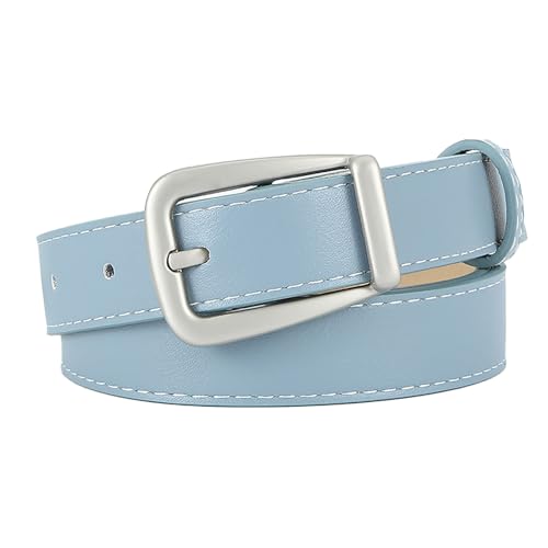 Cinturón de piel Mujer cinto de cuero genuino Moda y Versátil complementos elastico reversible accessories Adecuado para Todas las Ocasiones Belt (Light Blue, One Size)