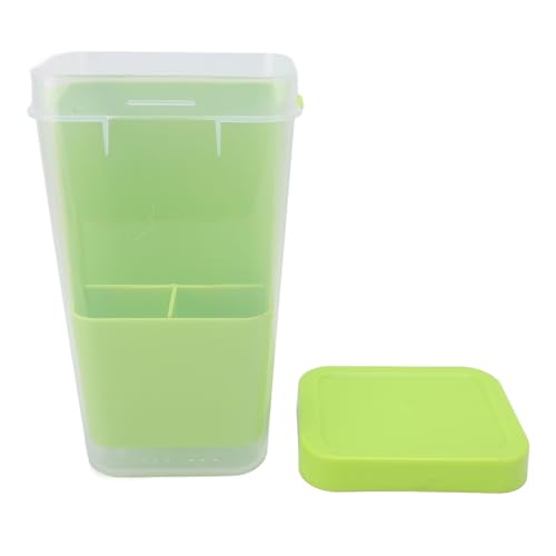 Contenedor DE Almacenamiento Transparente DE Cilantro y Espárragos - Preservación Frescura para Refrigerador - PLÁSTICO REUSABLE COCINA (GREEN)