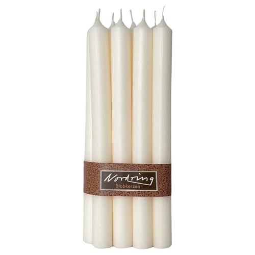 Nordring 8 velas rústicas de cor creme, 2,2 x 18 cm de altura, tingidas, com certificado RAL
