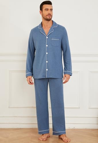 U2SKIIN Mens Ultra Soft Pajama Set, Stretch Long Sleeve Lounge Pjs Button-Down Lightweight & Cozy Sleepwear4