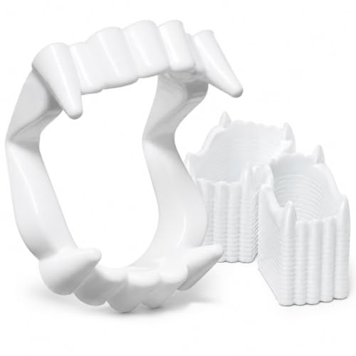The Dreidel Company 12-Pack Halloween White Teeth Fangs Teeth, Costume, Funny Halloween Dress-Up, Pretend Play Decoration 12-Pack