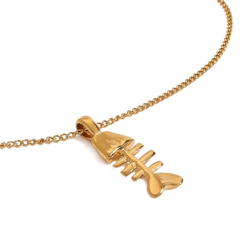Bijoux unisexe acier inoxydable : collier pendentif arête de poisson moderne