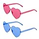 flintronic 2 Paar Hippie Herzförmige Brille, Transparente Candy Color Sonnenbrille für Geburtstagsfeier, Halloween, LNeuheit Party ustige Partybrillen für Erwachsene, Jungen und Mädchen