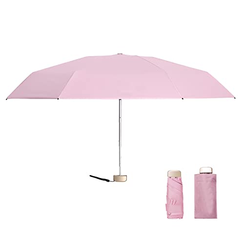 Mini Taschenschirm, Reise-Taschenschirm, Ultra Light, faltbar, für Sonnige und Regnerische Tage, für Damen und Herren geeignet (Rosa)