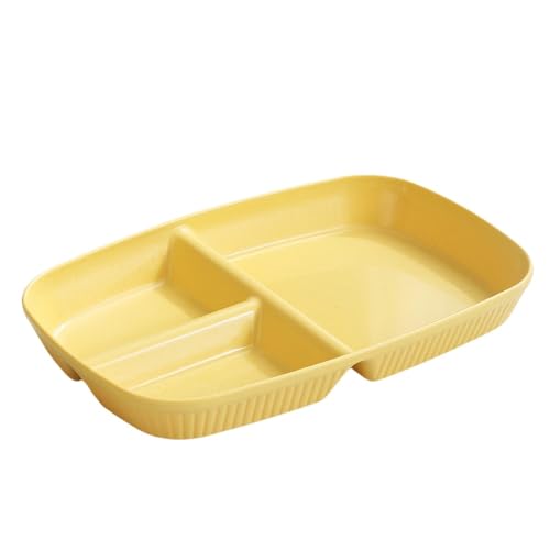Brfveob 4個 ランチプレート 仕切り皿 樹脂製 3方分格?脂? 軽い 割れにくい 約26.5cm 食器 お皿 仕切り 食洗機対応 電子レンジ対応 脂肪減少 ヘルシー・ミール・ (イエロー)