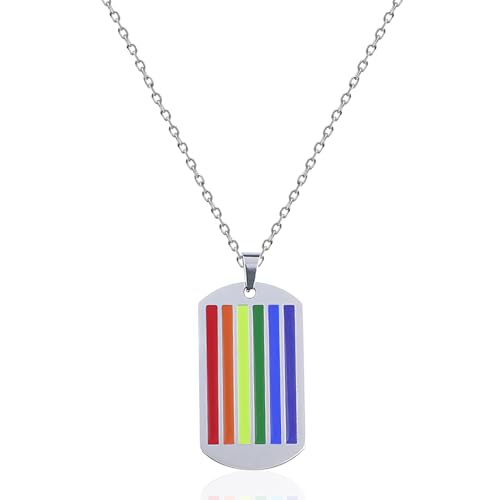 Hillylolly Regenbogen Kette Pride Necklace, schöner Rainbow Anhänger, Kette Anhänger Rainbow, Damen Herren Halskette, Lgbtq Halskette, Gay Schmuck, Lgbtq Accessoires, Geburtstag Geschenk (Regenbogen)