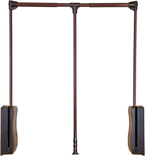 Wardrobe RailPull Down Closet Rod Aluminum Adjustable Wardrobe Rail Lift for Hanging Clothes Wardrobe Lift Rail Organizer Storage System Side Mounted Expanding Tubin(Brown-45x60 cm/17.723.6in