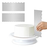 12 Inch Stainless Steel Cake Scraper Set of 2, Metal Cake Scraper Double Sided Patterned Edge for Icing Smoother,Tall Cake Scraper, Cake Combs for Buttercream