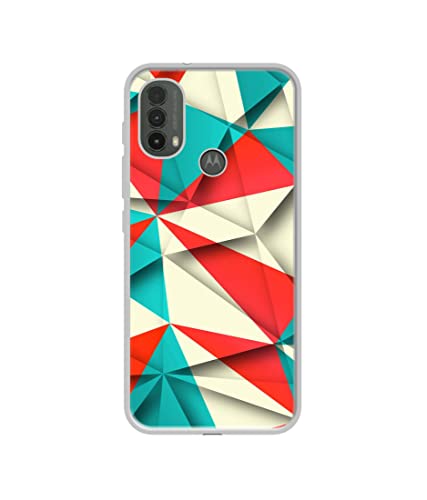 Image of Red Blue White Pattern Design Printed Silicon Soft TPU Back Case Cover for Motorola Moto E30 4G / E40 4G