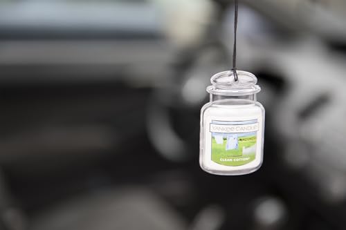 Image of Yankee Candle Car Air Fresheners, Hanging Car Jar Ultimate, Neutralizes Odors Up To 30 Days, Clean Cotton, 0.96 OZ (Pack of 1)