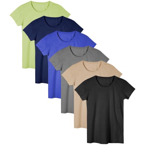 Women's Everyday Flowy Slub Burnout Active Casual Workout Crew T Shirt Tops | Multi Packs & Colors