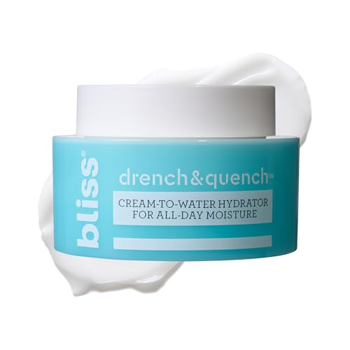Bliss Drench & Quench Hyaluronic Acid Cream to Water Moisturizer | Lightweight Face Cream with 4 Types of Hyaluronic Acid for All Day Hydration and Plump Skin | Clean Vegan & Cruelty Free 1.7 fl oz