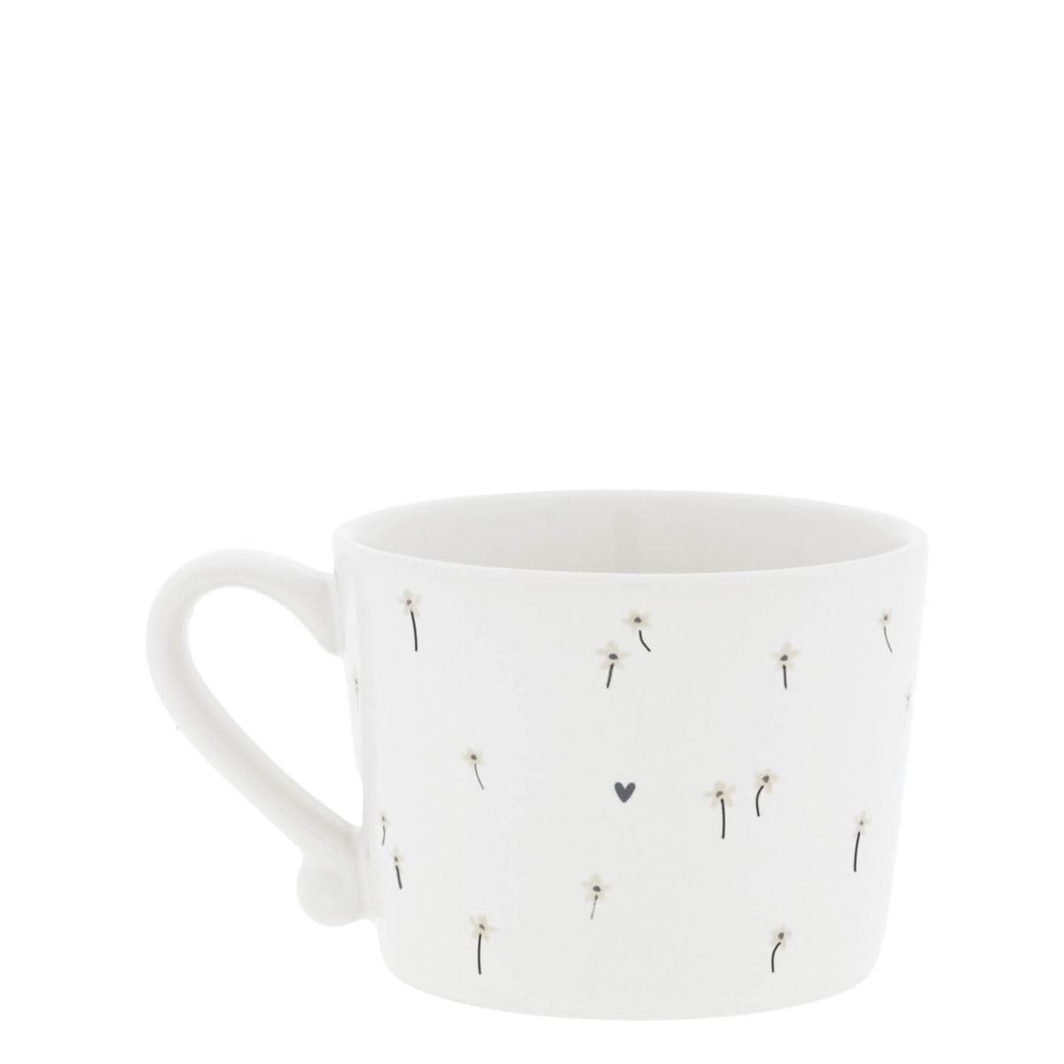 Bastion Collections Set di 6 tazze in ceramica con margherite, 200 ml, colore: bianco e beige
