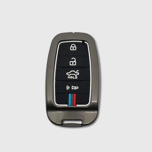Image of BKN Luxury Metal Soft Car Key Shell with Keychain & Full Protection Key Cover Compatible with Kia Sonet, Carens, Seltos 2020, Sonet X-line (4 Button Push Start Models)