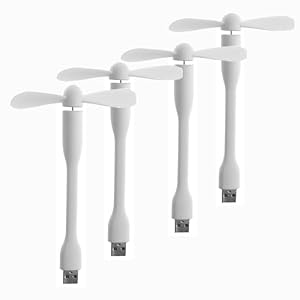 Mini USB Fan, Portable Pocket Fan USB-A Powered Little Cooler, Quiet Operation, for Home Office Car Outdoor Travel- 4 Pack (White)