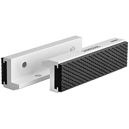 Mordaza para Taladradoras, Mordazas Blandas para Tornillo de Banco, Mordazas de Sujeción para Tornillo de Banco, Mordazas de Aluminio/prismas con Imán de Sujeción, Aleación de Aluminio + Caucho(100MM) Cover