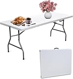 DE ROSA SHOP Tavolo Pieghevole Rettangolare, 180x75x74 cm in HDPE, Tavolo Valigetta Salvaspazio da Giardino, Campeggio, Picnic, Fiera e Mercato, Richiudibile in Dura Resina.