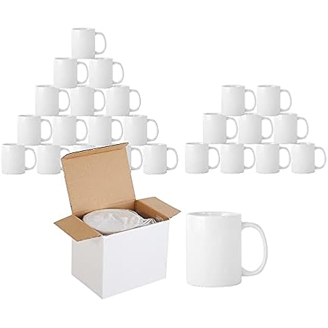 wowsubli 24 x Sublimation Coffee Mugs 11oz Blanks White Small Handle ORCA Coated Heat Press Cups with Gift Boxes Cover