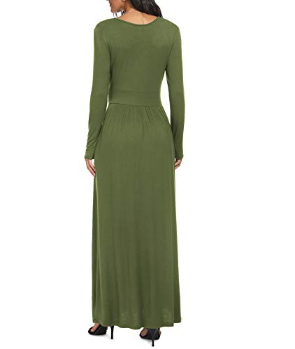 Image of LILBETTER Women Long Sleeve Deep V Neck Loose Plain Long Maxi Casual Dress