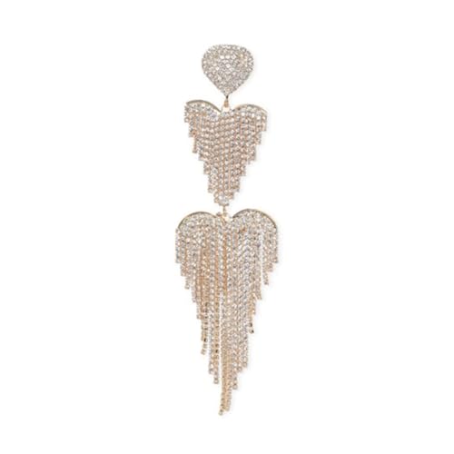 Image of Rubans Long Dangler Earrings Crystal & American Diamond Zirconia Jewellery Gift for Women & Girls