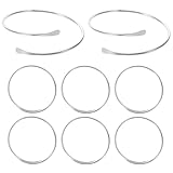 POPETPOP Pulseras Ajustables de Brazo para Mujer, Juego de 8 Brazaletes Abiertos de Metal Plateado Extremos Aplanados, Pulsera de Puño Minimalista para Uso Diario y Fiestas de Verano Playa