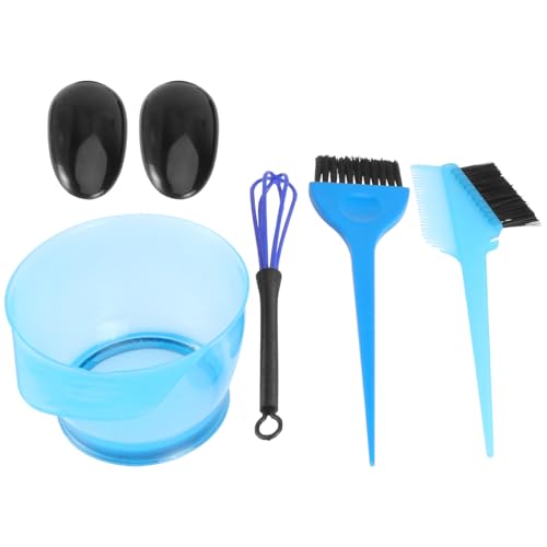 DECORNIJIA Kit de Tinte Cabello de 5 Piezas Azul Incluye Cuenco Cepillo y Orejeras Herramienta Lavable y Reutilizable para Uso Profesional y Doméstico Peluquería