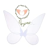 [ERINGOGO] 蝶の羽根付き妖精コスプレ 軽量花冠と精霊耳ヘッドバンド付き 女の子向けパーティー仮装 写真撮影用小道具