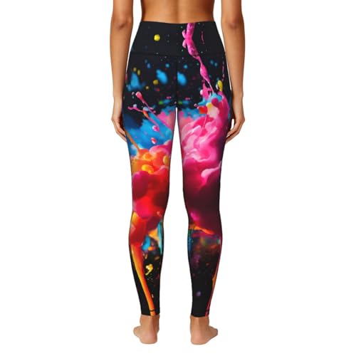 Leggings de gimnasio con estampado de salpicaduras y bolsillos prácticos para mujer 4