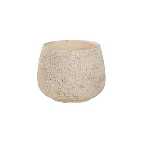 Gardenesque Plant Pot Indoor | Ceramic Plant Pots | Cream White Stone Texture Round Planters | 3 Sizes (Small: 17cm x 14cm) Cover