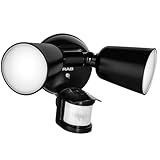 RAB Lighting LU160 Luminator Motion Sensor Outdoor Lights - Flood Light for Security, Outside Dusk to Dawn Photocell, 3000k–5000k Tunable, IP65 Weatherproof Rating, 160°Coverage, 50 Ft Range (Black)